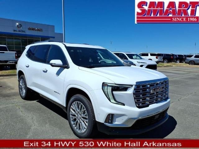 2026 GMC Acadia Denali in Summit White — front three-quarter view